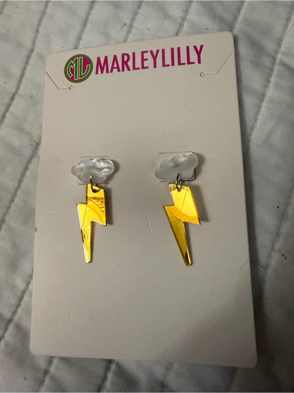 MarleyLilly Gold Lightning Cloud Drop Earrings
